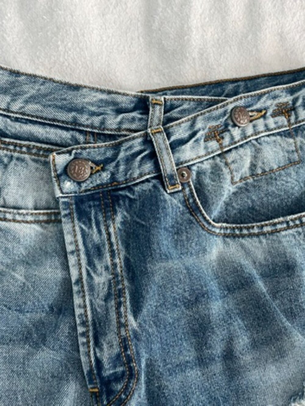 R13 Skirt Distressed Destroyed Norbury Jasper Denim Blue Jean Sz 28 Grunge $450 - Picture 9 of 16